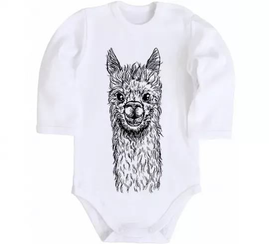 Детский боди Голова та шия лами Белый фото