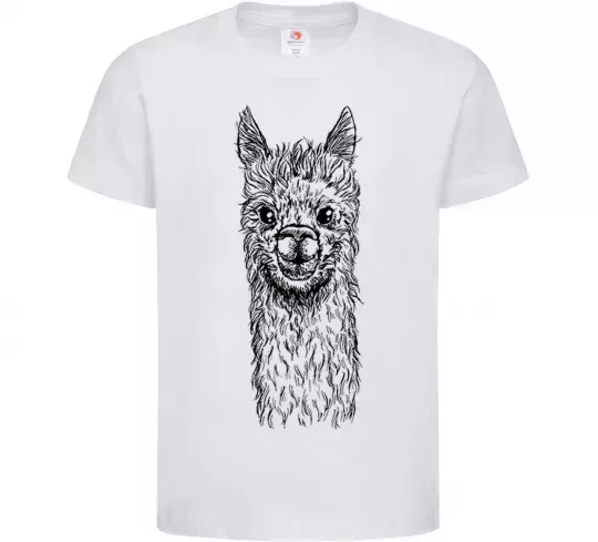 Дитяча футболка Голова та шия лами Білий фото