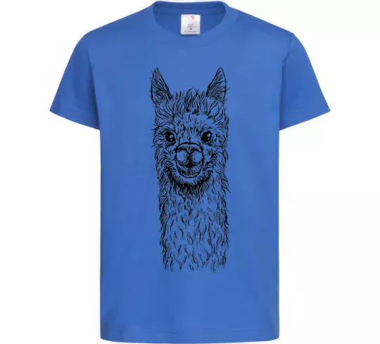 Дитяча футболка Голова та шия лами Яскраво-синій фото