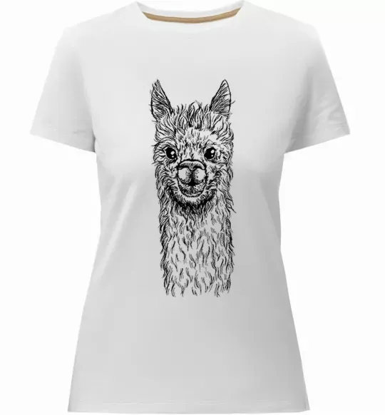 Жіноча преміум футболка Голова та шия лами Білий фото