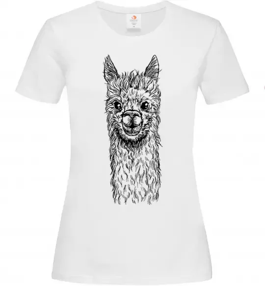 Жіноча футболка Голова та шия лами Білий фото