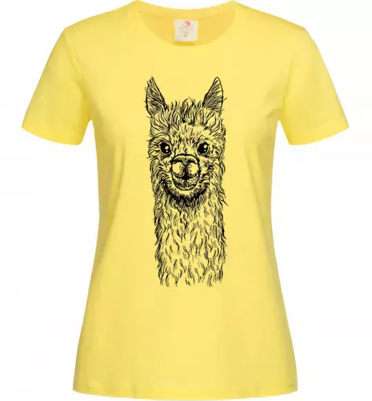 Жіноча футболка Голова та шия лами Лимонний фото