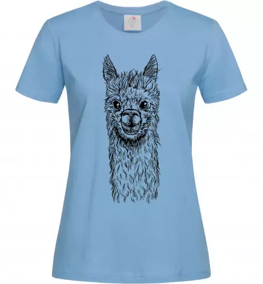 Жіноча футболка Голова та шия лами Блакитний фото