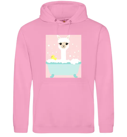 Чоловіча толстовка (худі) Лама у ванній Рожевий фото
