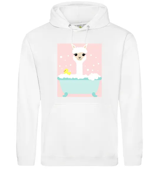 Женская толстовка (худи) Лама у ванній Белый фото