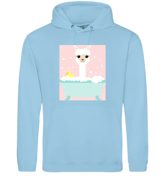 Женская толстовка (худи) Лама у ванній Голубой фото