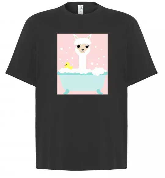 Футболка Оверсайз Лама у ванній Черный фото