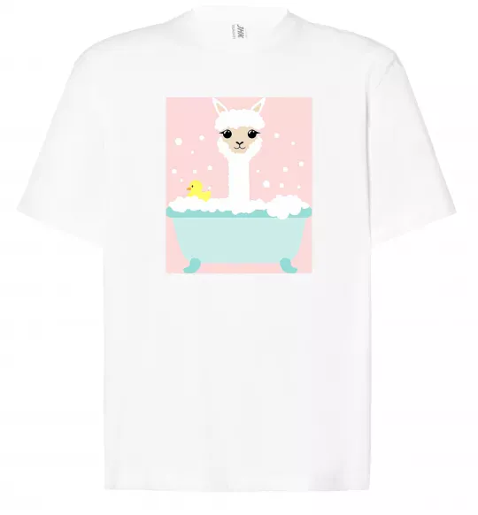 Футболка Оверсайз Лама у ванній Белый фото