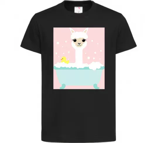 Детская футболка Лама у ванній Черный фото