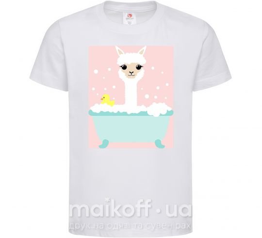 Дитяча футболка Лама в ванной Білий фото