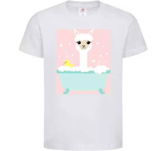 Детская футболка Лама у ванній Белый фото