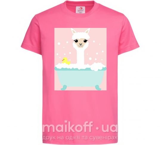 Детская футболка Лама в ванной Ярко-розовый фото