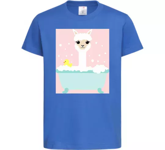Детская футболка Лама у ванній Ярко-синий фото
