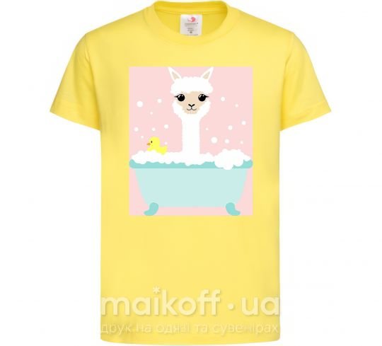 Дитяча футболка Лама в ванной Лимонний фото