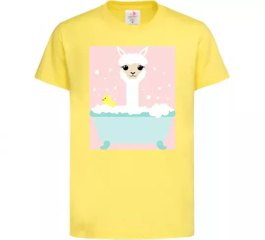 Детская футболка Лама у ванній Лимонный фото