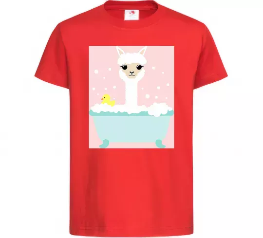 Детская футболка Лама у ванній Красный фото