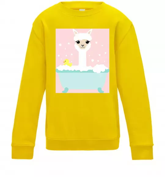 Дитячий світшот Лама у ванній Сонячно жовтий фото