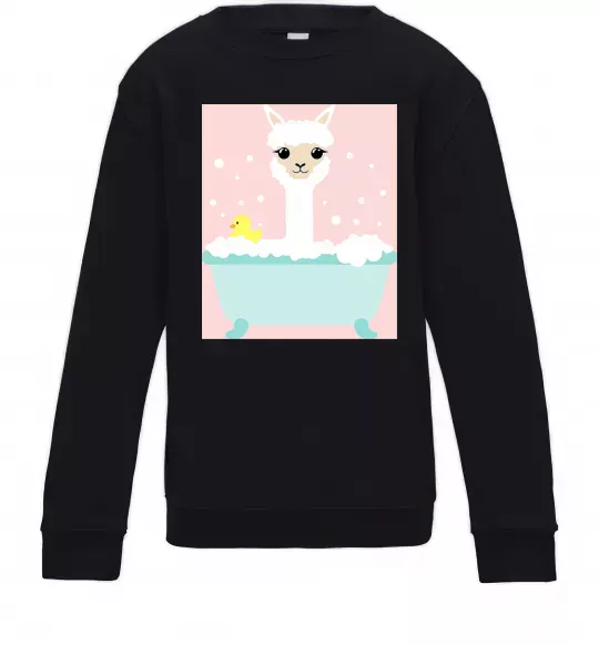 Дитячий світшот Лама у ванній Чорний фото