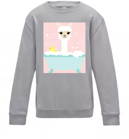 Дитячий світшот Лама у ванній Сірий меланж фото