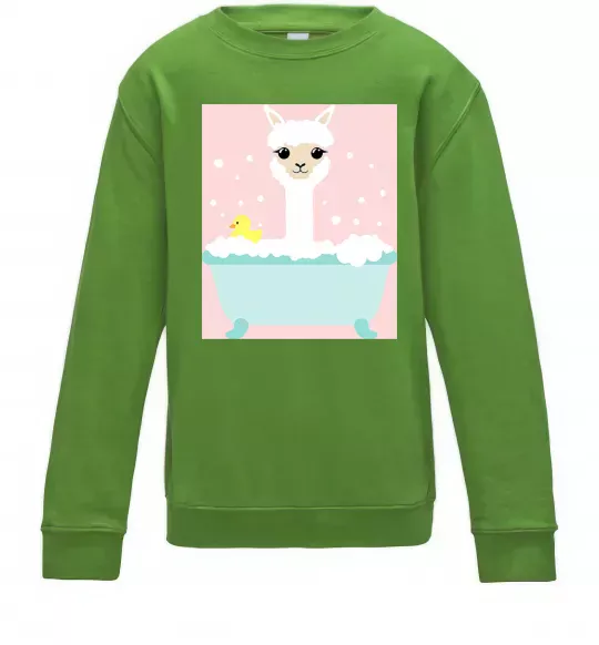 Дитячий світшот Лама у ванній Лаймовий фото