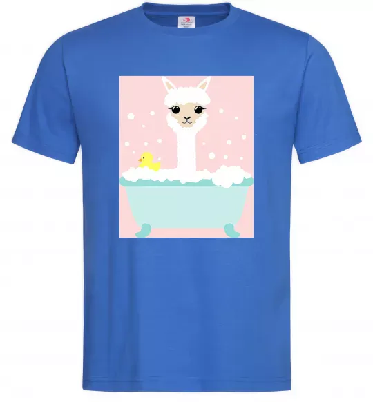 Мужская футболка Лама у ванній Ярко-синий фото