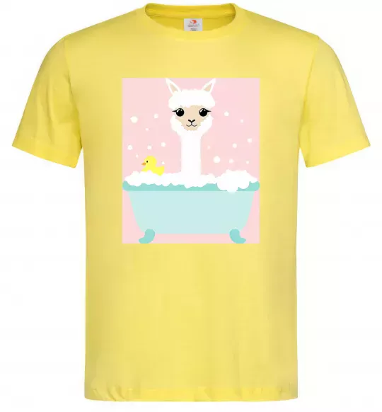 Мужская футболка Лама у ванній Лимонный фото