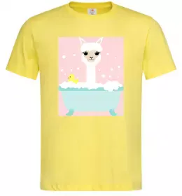 Мужская футболка Лама у ванній Лимонный фото