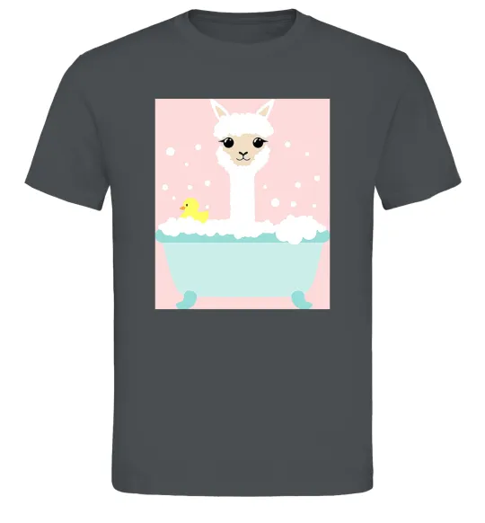 Мужская футболка Лама у ванній Графит фото