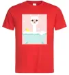 Мужская футболка Лама у ванній Красный фото