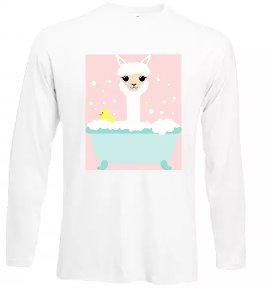 Лонгслів Лама у ванній Білий фото