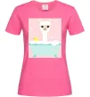Женская футболка Лама у ванній Ярко-розовый фото
