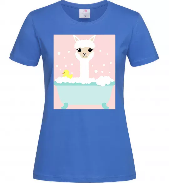 Женская футболка Лама у ванній Ярко-синий фото