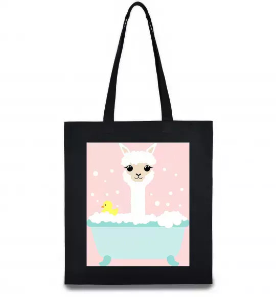 Эко-сумка Лама у ванній Черный фото