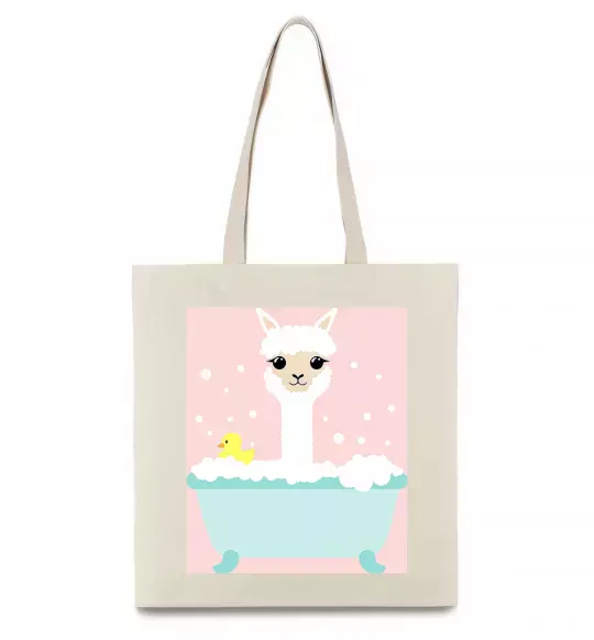 Эко-сумка Лама у ванній Бежевый фото