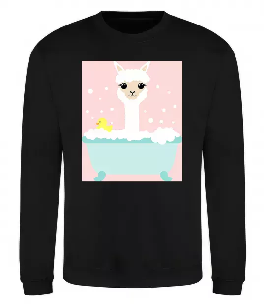 Світшот Лама у ванній Чорний фото