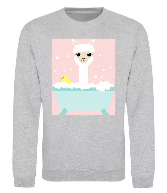 Світшот Лама у ванній Сірий меланж фото