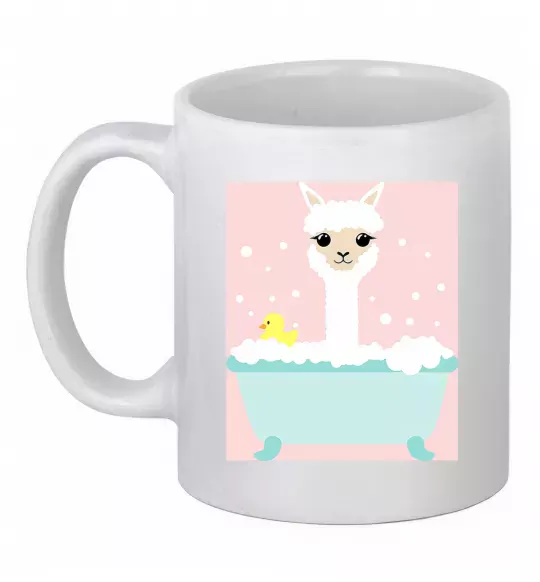 Чашка керамическая Лама у ванній Белый фото