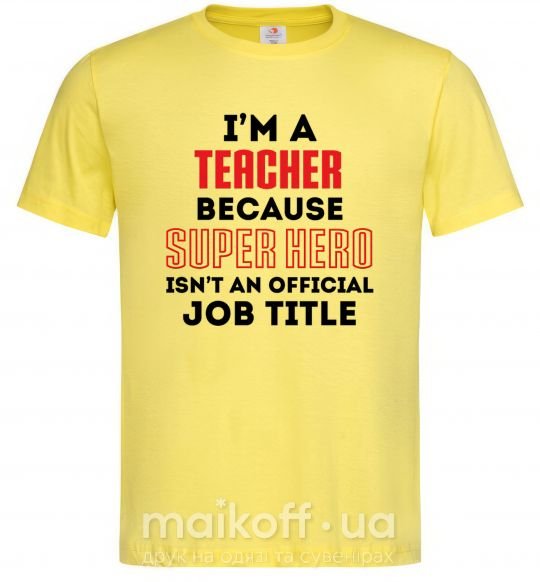 Мужская футболка Teacher super hero Лимонный фото