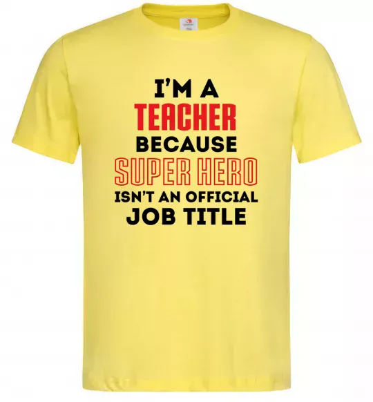 Мужская футболка Teacher super hero Лимонный фото