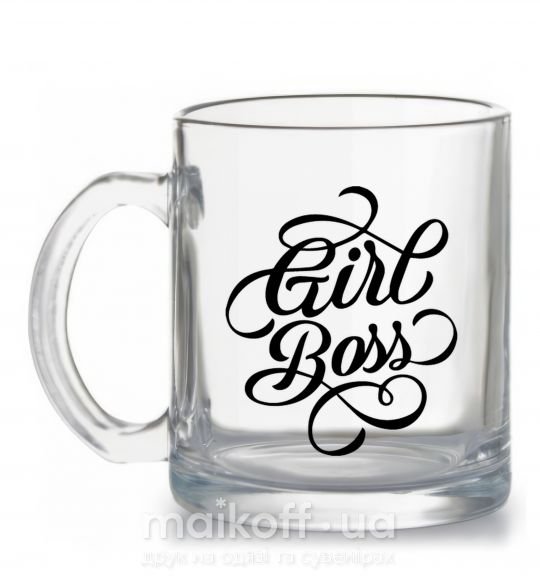 Чашка стеклянная Girl boss Прозрачный фото