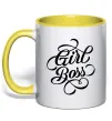 Чашка з кольоровою ручкою Girl boss Сонячно жовтий Чашка з кольоровою ручкою Girl boss Сонячно жовтий фото