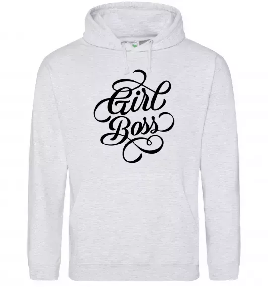 Женская толстовка (худи) Girl boss Серый меланж фото