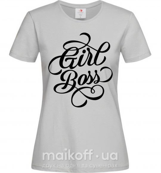 Женская футболка Girl boss Серый фото