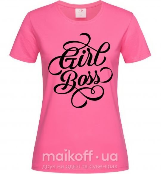 Женская футболка Girl boss Ярко-розовый фото