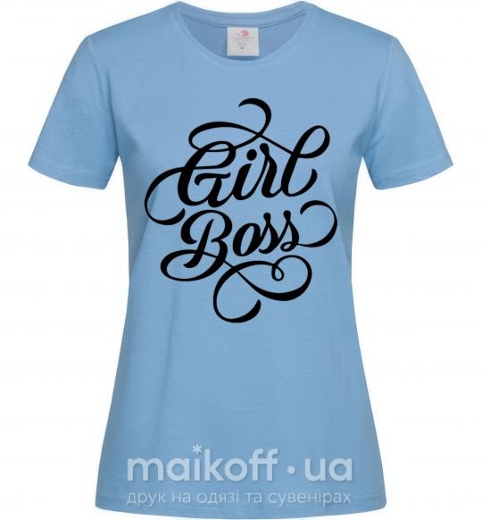 Жіноча футболка Girl boss Блакитний фото