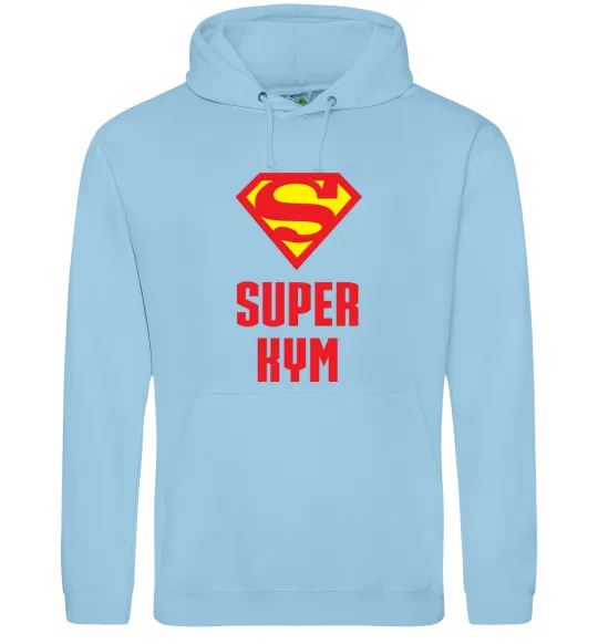 Мужская толстовка (худи) Супер кум Голубой фото