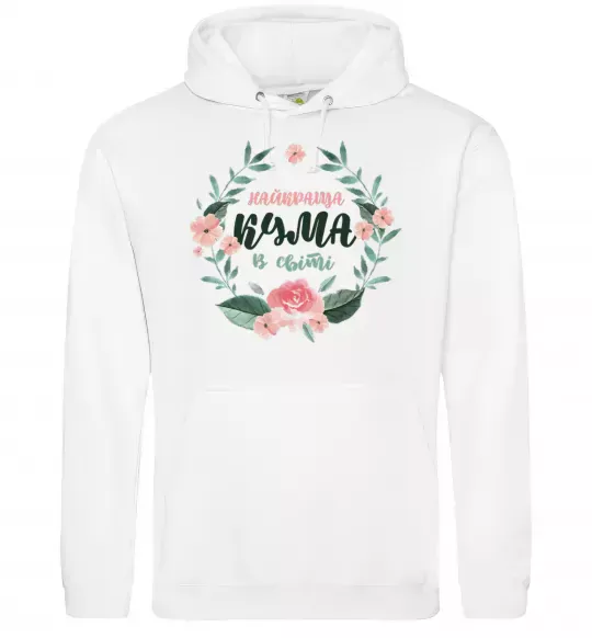 Женская толстовка (худи) Найкраща кума віночок Белый фото