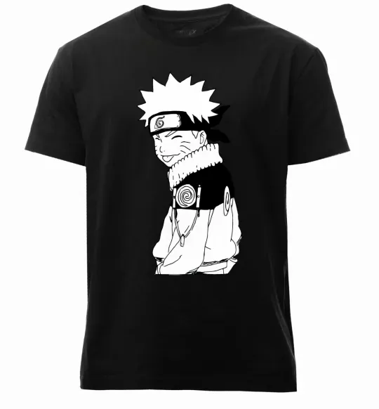 Мужская премиум футболка Наруто з язиком Черный фото