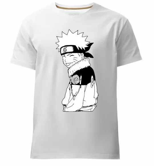 Мужская премиум футболка Наруто з язиком Белый фото