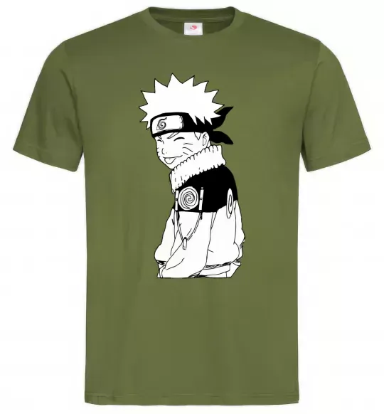 Чоловіча футболка Наруто з язиком Оливковий фото